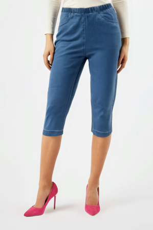 BRANDTEX - Bukser Capri - Washed denim
