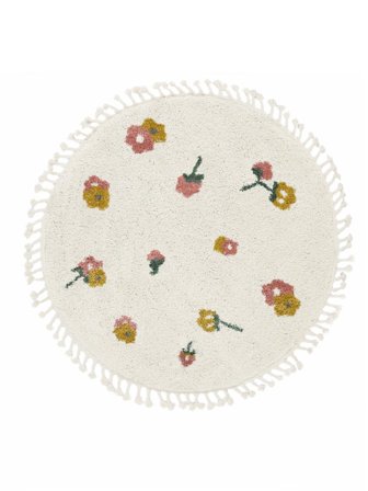 Tappeto Bambini Peloso Piccolo Linnea - Bianco Sporco/Multicolore Ø 100 In Stile Moderno
