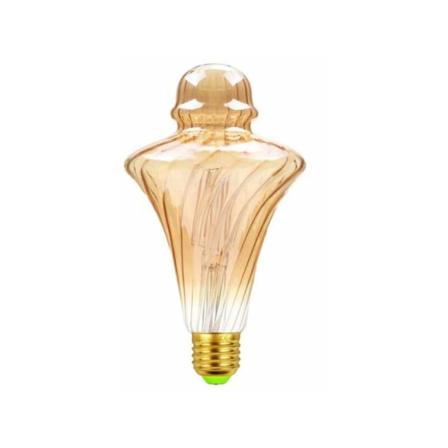 Krystall Vintage Amber Glass Led Lyspære 4W 360Lumens Super Varmt Gult 220/240V E27 Edison Lyspære Spesialitet Dekorativ Lyspære (TwistCone) 1 stk [