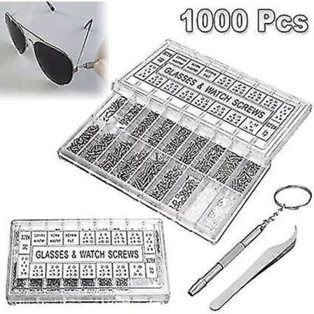 1000 stk Briller Solbriller Skruer Mutter Reparasjonsverktøysett Mini