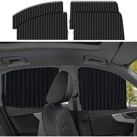 4 st Sidofönster Solskydd Svart Sekretess Solskydd - Magnetiska Gardiner Persienner Skydd - Håller Svalare Skärm för Sovande Camping Tillbehör