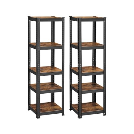 Rootz Vintage brun-svart förvaringsställ - Stålhyllor - MDF-hyllor - 80 kg Kapacitet - 150 cm x 37 cm x 37 cm