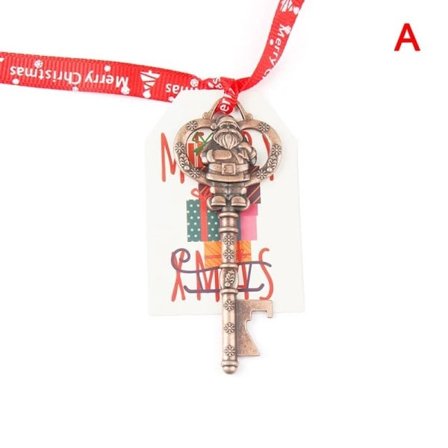 Jul Bærbar Nøkkel Shape Flaske Åpner Nøkkelring Tags Øl Fest verktøy