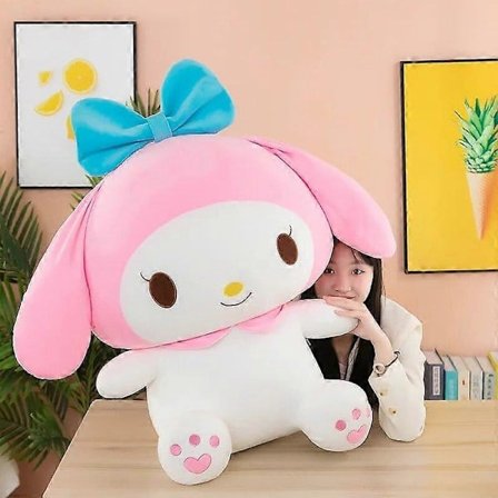 Kuromi My Melody Plysjleketøy 75cm Stor Kawaii Søt Tegneserie Plysj Fylt Dukke Supermyk Sovende Pute Bursdagsgave