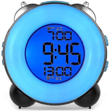 Høj Alarmur Til Tunge Sovende Med Valgfri Alarm Dobbelt Alarmindstilling Snooze Funktion (Fuld Krops Blå) Fgao