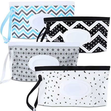 4-pack Baby Wipe Dispenser, Bärbar Påfyllningsbar Våtservetthållare, Baby Wipes Behållare, Våtservettsdispenser, Återanvändbar Rese Våtservettspåse (