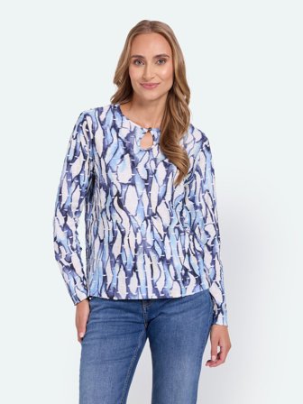 SIGNATURE - Langærmet T-shirt - Blå Mix - Mønstret