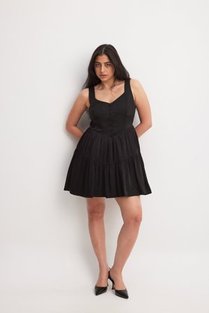 NA-KD Buttoned Mini Dress - Little Black Dress - Svart - EU 32