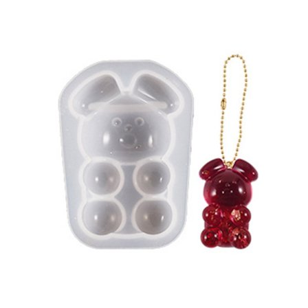 Semi tredimensionell björn silikonform nyckelringhänge kristall epoxiharts