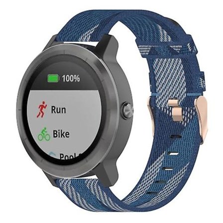 20 mm stribet vævet nylon armbåndsurrem til Garmin Venu, Vivomove 3, Vivoactive 3, Forerunner 245/645