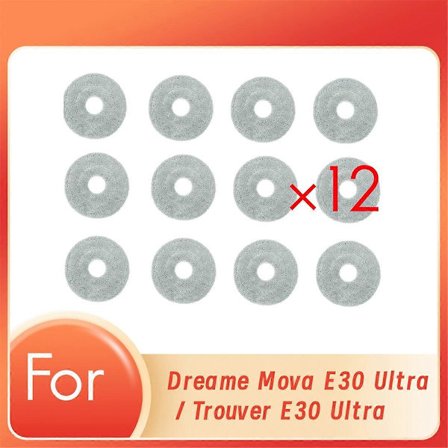 12 stk. rengjøringskluter for Dreame Mova E30 Ultra / Trouver E30 Ultra robotstøvsuger deler erstatning