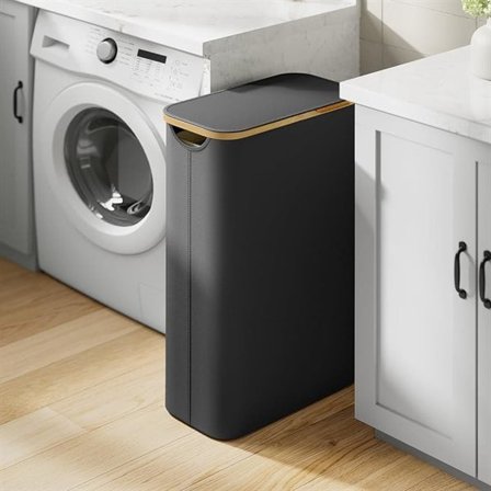 Vasketøjskurv med låg - Svart