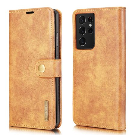 DG.MING 2-in-1 Magnet Plånbok Samsung Galaxy S21 Ultra Cognac