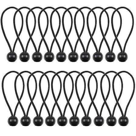 20 stk. elastiksnor, elastiksnor med kugle, presenningssnor, justerbare elastikstropper til telt, camping