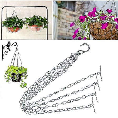 4-strenget udskiftningskæde i metal til hængende kurve, blomsterpotte, hængende kæde