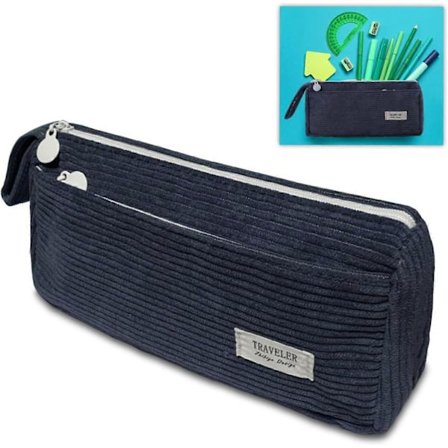 Stor pennfodral i manchester med fack, tvättbart pennfodral för studenter och kontorsarbetare