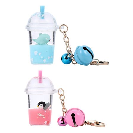 2st Lovely Milk Bottle Bell Nyckelringar Nyckelringar Väska Ornament Väskhängen
