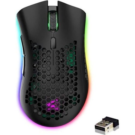 RGB Gaming Mus Trådløs USB Oppladbar 2.4G Nano Justerbar DPI Ultralett Meislet Design Anti-svette - Svart