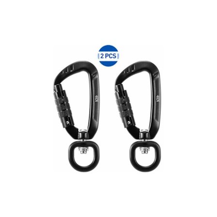 360° roterende karbinhake, 4Kn, 2 stk, sort