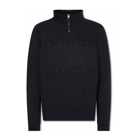 Tommy Hilfiger Structure Flag Mock Neck Desert Sky , Blauw , Heren , Maat: 3XL Hoodies & sweatvesten
