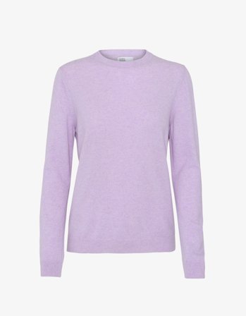 Women Light Merino Wool Crew - Soft Lavender - L