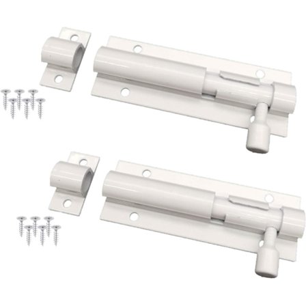 2 stk. dørboltlås, rustfrit stål skydedørslås til hoveddøre, havedøre og vinduer, 4 tommer