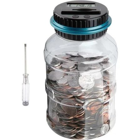 Digital sparegris for barn og voksne, mynttellende sparegris med LCD-skjerm, 1,8L stor kapasitet britisk myntsparegris