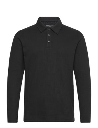 Textured Ls Polo Tops Polos Long-sleeved Black French Connection