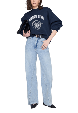 Anine Bing Miles Sweatshirt Collegiate Tröjor Dam Blå XS