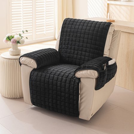 1 st Flanell Fåtöljöverdrag med Fickor - Lämplig för Enkelstolar, med Halkskydd för Alla Årstider, Ide [DB]