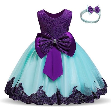 Princess party dresses with Bow and Headband