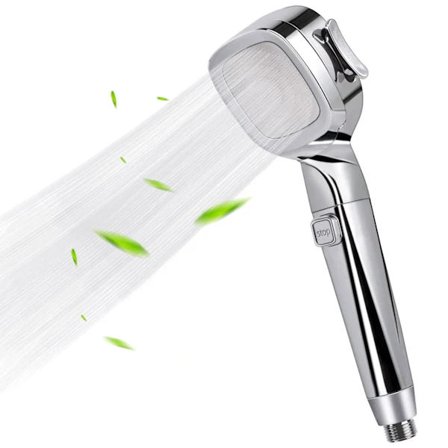 Brusehoved med højt tryk, brusehoveder med brusefilterkerne, 4 spraytilstande og pausestrømafbryder (brusehoved uden slange) (krom)