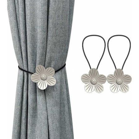 Gardinknapp, 2 stycken (Silver) Magnetisk Gardinrep, Gardin