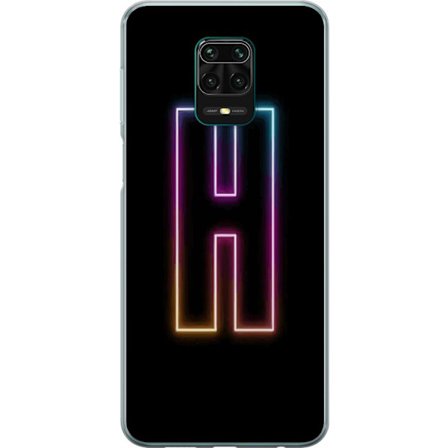 Kompatibelt Mobildeksel til Xiaomi Xiaomi Redmi Note 9 Pro Minimalistisk neonbokstav H i fargeskiftende lys mot svart bakgrunn med moderne typografisk