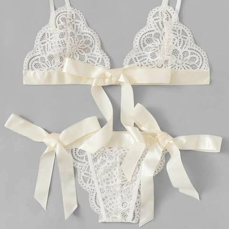 Sexet undertøj til damer, nattøj, bh, trusser, sløjfe, lingeri, hvid, m hvid m