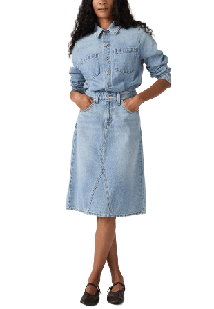 Levi's Long Sleeve A Line Western Dress Kjolar Dam Blå S
