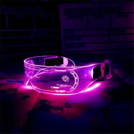 Led-visirglasögon 7 färger Futuristiska glasögon 4 lägen Light Up Glasögon Honeycomb självlysande glasögon för vuxna