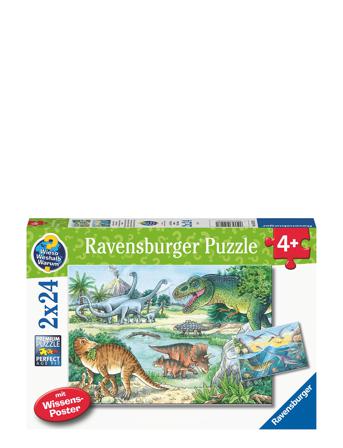 Dinosaurs Of Land And Sea 2X24P Toys Puzzles And Games Puzzles Classic Puzzles Multi/mønstret Ravensburger