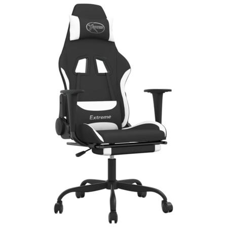 Vidaxl Gamingstol Med Fotstöd Och Massage Svart Och Vit Tyg Vit