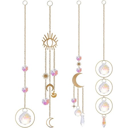 4 kpl Kristalli Aurinkokapula, Aurinkokapula Kristalliriipus Koriste,