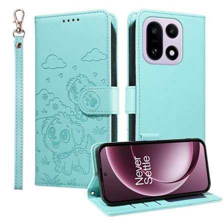 OnePlus 15 Konstläder Plånboksfodral RFID-Skydd Imprinted Dog Pattern