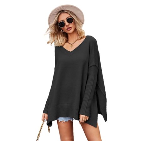 Damtröja med Hög Hals, Lös Stickning