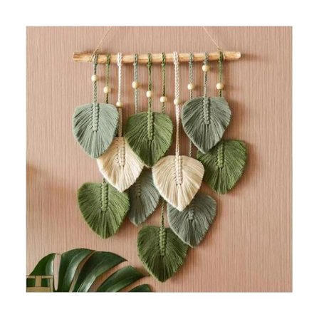 Blad Macrame Väggbonad Boho Rum Heminredning Vävd Estetisk Väggtapet Hem Rum Bröllop Deko