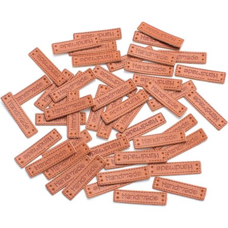 Brun - 100 stk. Håndlavede lædertags Rektangulær PU præget tag