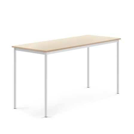Tisch SONITUS, 1800x700x900 mm, Hochdrucklaminat Birke, weiß