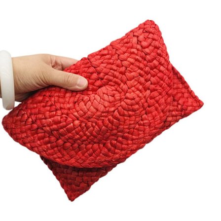 Corn Fur Woven Bag Square Clutch Bags RÖD