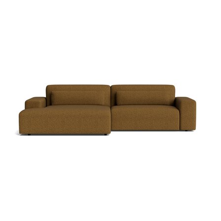 Messina XL chaiselong sofa, venstrevendt - Mito Gul - 302x171x80cm - Slidstærk Chaiselong Sofa med Nozag fjedre, PU Skum & massive Egetræsben