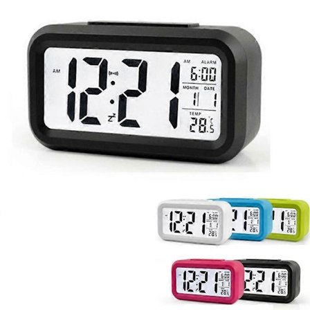 Väckarklocka Snooze Nattlampa Termometer Digital LED-Display Batteridriven