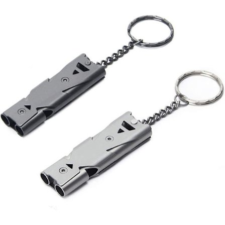 2 Pak Rustfrit Stål Nødraket Dobbelt Rør Høj Decibel