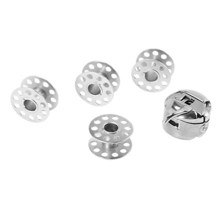 Spolehus til husholdningssymaskine + 4 spoler passer til, ,singer + mere